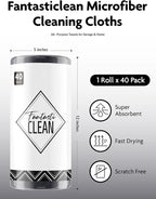 Fantasticlean Microfiber Cleaning Cloth Roll -40 Pack, Tear Away Microfiber Towels, 12" x 12", Reusable, Washable, Scratch Free, Ultra Absorbent Dish Rags for Car, Home, Garage or Shop (DimGrey)