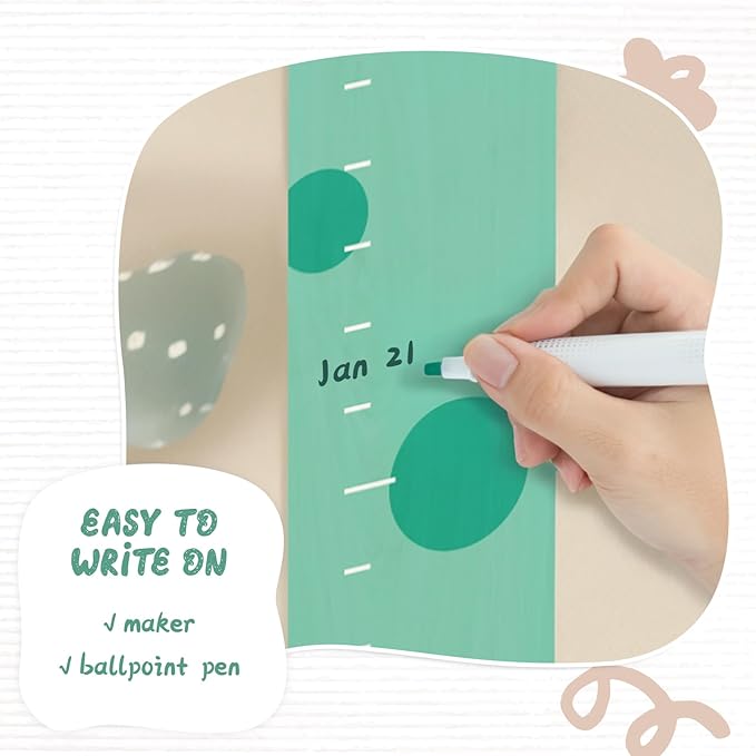 Personalized Name Growth Chart, Dinosaur Wooden Height Chart, Thick Height Measuring Board, Kids Height Tracker for Nursery Decor, Baby Boy Girl Measurement Ruler, Growth Charts Ruler