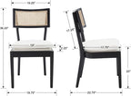 Rattan Dining Chairs Set Of 2 , Mid Century Modern Black Wooden Cane Back Chairs with Removable Sherpa Cushion , Retro Farmhouse Upholstered Kitchen & Dining Room Chairs for Restaurant Living Room