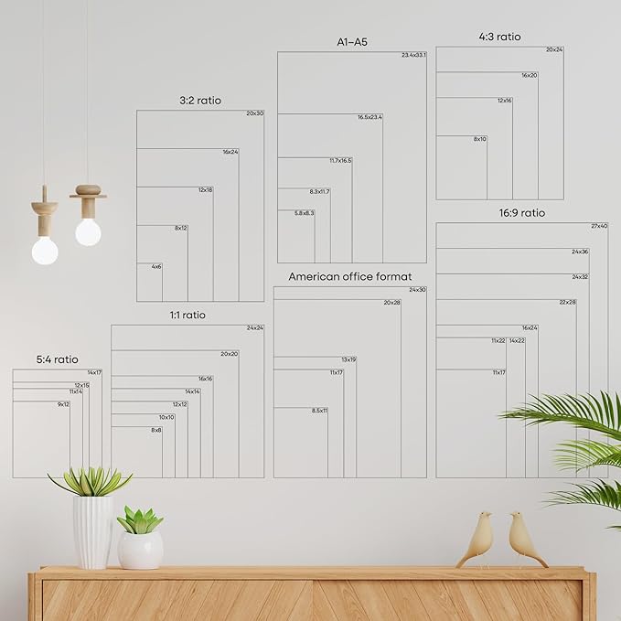 Homeforia 24x24 Silver Picture Frame, High End Metal 24 x 24 Large Square Silver Frames with Mat 20 by 20 inch Photo, 24by24 Thin Poster Frame Matted to 20x20 Print, Tempered Glass, Wall Kit, Set of 1