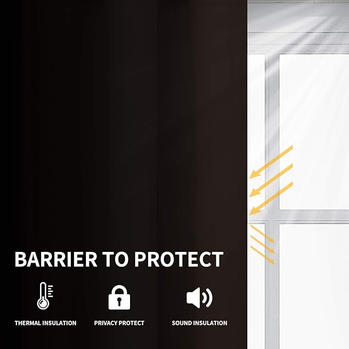 Easy-Going Blackout Curtains for Bedroom, Solid Thermal Insulated Grommet and Noise Reduction Window Drapes, Room Darkening Curtains for Living Room, 2 Panels (52x46 in,Dark Brown)