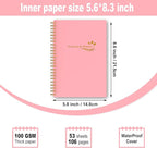 Wellness Planner & Fitness Log - Daily Diet & Health Journal with Weight Loss, Wellness Journal Notebook for Tracking Fitness, Sleep, Nutrition, Meal, Habits, A5(5.8 x 8.6 inch) (Pink)