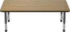 Factory Direct Partners FDP Rectangle (36 x 60 inch) Classroom Table with Adjustable Chunky Toddler Legs (15-24 in); Preschool, Kinder and Daycare Furniture - Pasadena Oak Top/Black Edge and Legs