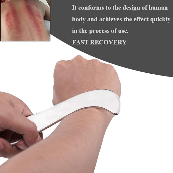 Stainless Steel Gua Sha Scraping Massage Tool-Muscle Scraper - Soft Tissue Mobilization,Physical Therapy for Back, Legs, Arms (2 PCS)
