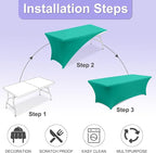 ABCCANOPY 6 FT Spandex Table Cover Stretch Fitted Wrinkle Resistant Tablecloth Reuse for Rectangular Folding Table Patry Event Wedding Banquet Protector Turquoise