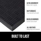 GORILLA GRIP 100% Waterproof All-Season WeatherMax Doormat US Designed Natural Rubber, Stain and Fade Resistant, Low Profile Indoor Outdoor Door Mats, Easy Clean Patio Mat, 17x29, Midnight Maze