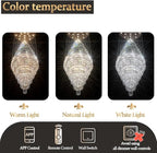 Flashing God 40''X90 High Ceiling Chandelier Crystal Raindrop Gold Chandeliers Staircase Large Chandelier Villa Entrance Foyer Pendant Light Foyer High Ceiling Light 15 GU10 Bulb Dimming