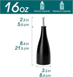 vancasso 16 Oz Ceramic Olive Oil Dispenser Bottle, Bottle Dispenser with Spout and Funnel for Kitchen,Suitable for Oil, Vinegar, Coffee Syrups & Other Liquids，BK