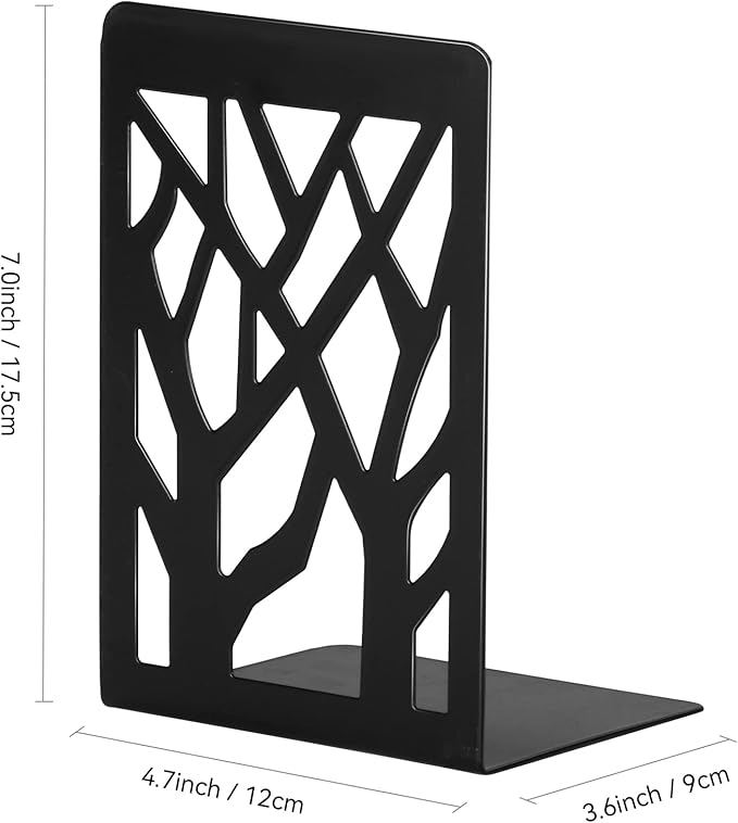Book Ends, Bookends, Bookends for Shelves, Bookend, Book Ends for Heavy Books, Black Metal Book Shelf Holder Home Decorative, Book Stoppers for Shelves 3 Pair
