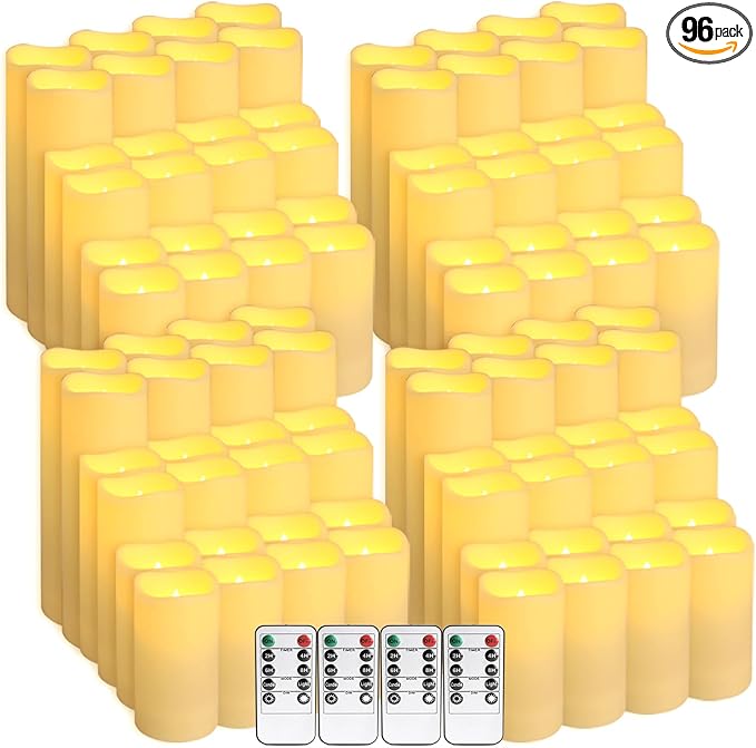 96-Pack LED Flameless Candles with Remote Control - Perfect for Home, Parties, and Special Occasions - Create a Magical Ambiance Effortlessly(Three Sizes)