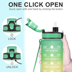 Enerbone Water Bottle, Leakproof BPA & Toxic Free, Motivational Water Bottle with Times to Drink and Straw, Fitness Sports Water Bottle with Strap for Office, Gym, Outdoor Sports