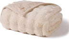 EVERGRACE Ultra Soft Luxury Fluffy Ridgeline Faux Rabbit Fur Throw Blanket, Thick Warm Bubble Throw for Bed, Cozy Plush Reversible Blankets for Couch, Chair, Sofa, Cream, 60x80 Inches, 870 GSM