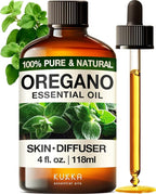 Kukka Oregano Essential Oil for Skin - 4 Fl Oz - 100% Pure Natural, Earthy & Herbaceous Scent, Perfect for Mother's Day Gifts, Diffuser, Nails, Candle & Soap Making DIY