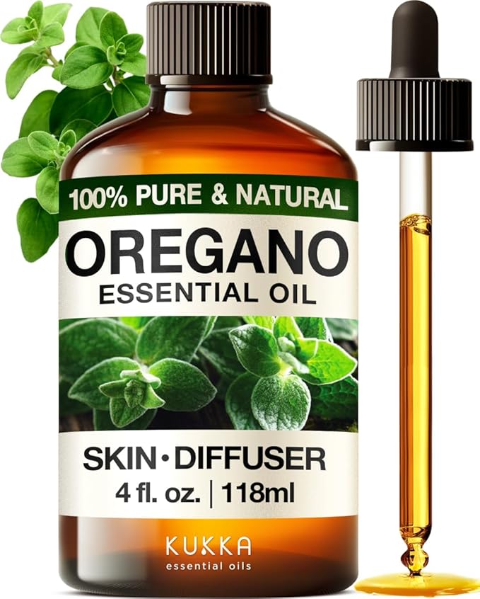 Kukka Oregano Essential Oil for Skin - 4 Fl Oz - 100% Pure Natural, Earthy & Herbaceous Scent, Perfect for Mother's Day Gifts, Diffuser, Nails, Candle & Soap Making DIY
