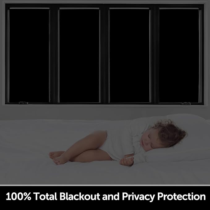 HIDBEA Mirror Blackout Window Film,100% Light Blocking Room Darkening Window Privacy Film,Mirror Glass Window Film Heat Control,Removable Window Cover Tint for Day Sleep(Mirror Black,23.6in x 6.5ft)