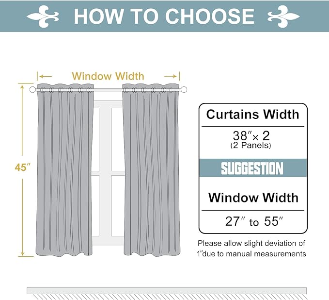 ChrisDowa Grommet Blackout Curtains for Bedroom and Living Room - 2 Panels Set Thermal Insulated Room Darkening Curtains (Navy Blue, 38W x 45L)