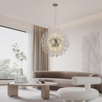 Dandelion Crystal Chandelier with Chrome, Modern Large Sputnik Hanging Lamp, Sunflower Beaded Pendant Light Fixtures High Ceiling for Living Room Bedroom Dining Room (Chrome 16Lights)