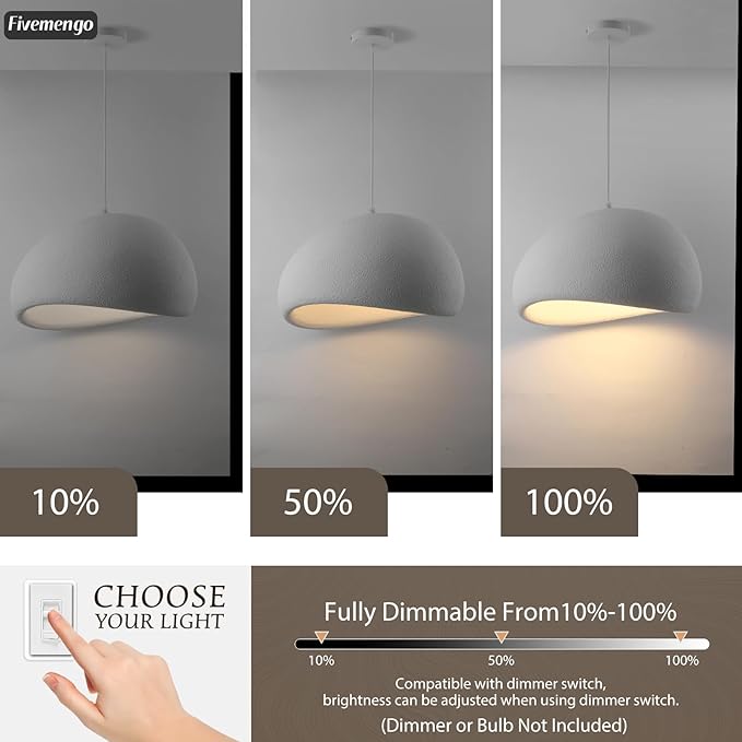 15.7in Wabi Sabi Pendant Lights Kitchen Island Lighting Fixture Ceiling Mount White Modern Japanese Lamp Japandi Chandelier for Dining Living Room Hallway Bedroom Restaurant Hanging Lamp