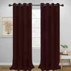 Easy-Going Blackout Curtains for Bedroom, Solid Thermal Insulated Grommet and Noise Reduction Window Drapes, Room Darkening Curtains for Living Room, 2 Panels (52x108 in,Wine)