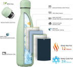 Insulated Water Bottles,17 oz Double Wall Stainless Steel Vacumm Metal Flask for Sports Travel,Macaron Green
