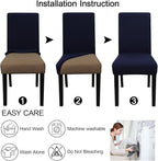 JQinHome 6 Pcs Dining Chair Slipcover,High Stretch Removable Washable Chair Seat Protector Cover for Home Party Hotel Wedding Ceremony (Navy Blue)