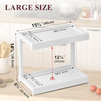 MARTY 2 Tier 15.75"x8.9" Large Countertop Shelf Organizer Spice Rack, Coffee Station Organizer for Mugs Cups, Wooden Shelf Desktop Storage Organizer for Kitchen Bathroom Home Office (White)
