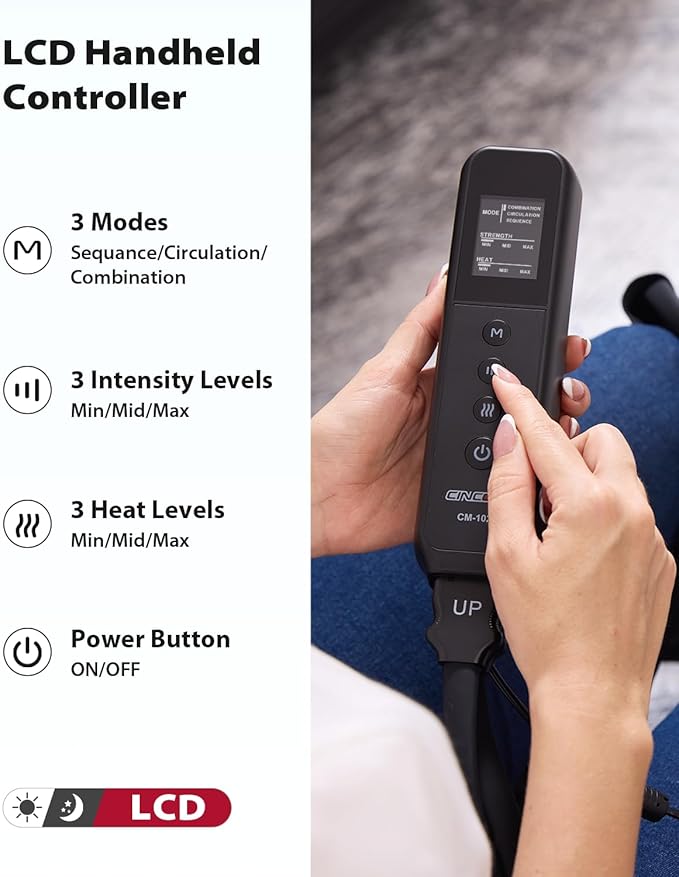 CINCOM Leg Massager with Heat and Compression for Circulation and Pain Relief Foot and Leg Massager Birthday Gifts for Women Men