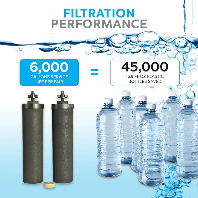 Authentic CB9 Clearbrook 9-Inch Gravity-Fed Water Filter Systems, Replacement For Berkey BB9-2 High-Performance Water Filtration, No Electricity Needed (Set of 2)