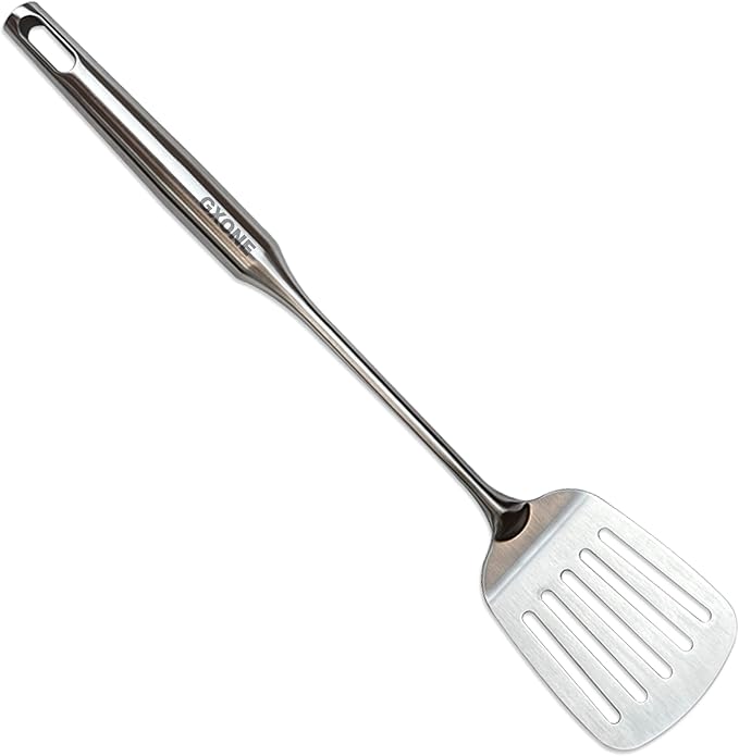 Stainless Steel Slotted Spatula,Cooking Utensil For Kitchen Use With Hollow Handle,Silver/14.9Inch