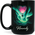 Customized Name Coffee Cup, Custom Hot Air Balloon Mug With Heart-Shaped, Personalized Northern Lights Ceramic Mug, Gift For Couples On Valentine's Day, Love Black Cup 11oz Or 15oz
