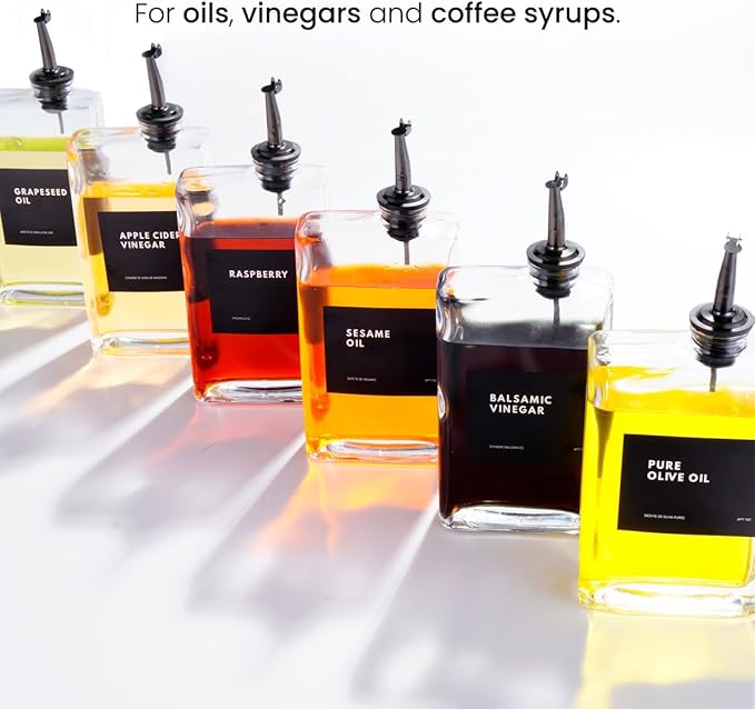 Olive Oil Dispenser for Kitchen, Cooking Oil and Vinegar Dispenser Set, Olive Oil Bottle, Soy sauce dispenser, coffee syrup bottles - 2 pcs, Black