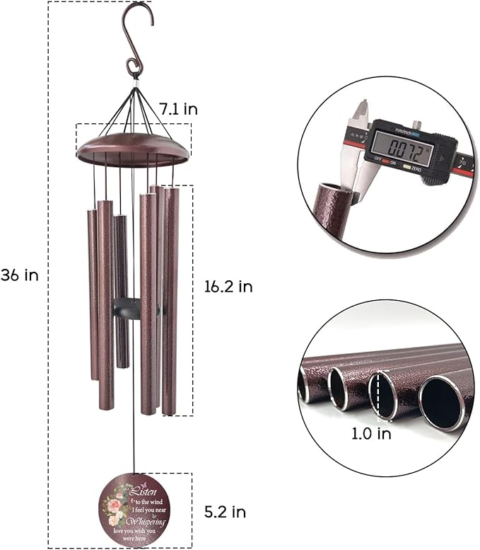 ASTARIN 36" Large Deep Tone Personalized Sympathy Wind Chimes, Memorial Wind Chime for Loss of Mother Father Loved One, Hummingbird Bereavement Gifts Decor Outdoor Patio Garden Graveyard