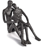 Ambipolar Romantic Reading Couple Bookshelf Decor, Cast Iron Bookend, Aesthetic Room Decor, Office Desk Decor, Home Decorative Bookend for Heavy Books, Satin Black