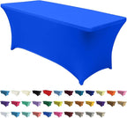 ABCCANOPY 6 FT Royal Blue Spandex Table Cover Stretch Fitted Wrinkle Resistant Tablecloth Reuse for Rectangular Folding Table Patry Event Wedding Banquet Protector