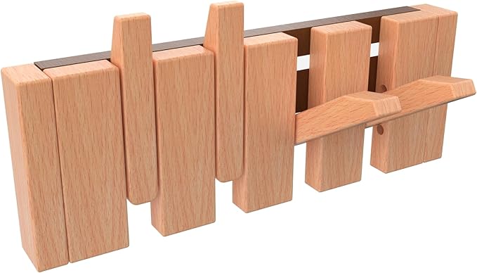 Wall Mounted Piano Key Hanger | Flip Style Hook | Entrance Wall Art Hook, Made of Oak Wood (3 Times Painted, 4 Times Polished) (Beech, 4Hooks)
