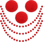 Jishi 3Pk Red Felt Berry Pom Pom Ball Garland Christmas Decorations Indoor Home Decor, Cute Red Berry Christmas Tree Ornaments, String of Pompom Bead Garland Hanging Xmas Holiday Birthday Party Banner