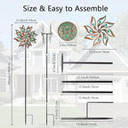 Viveta Metal Wind Spinners Outdoor,Vintage Kinetic Wind Spinner Garden Pinwheels with Metal Stake for Patio,Lawn,Garden,59 * 13.4 Inch