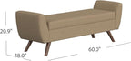HomePop Modern Storage Bench with Wood Legs Home Décor|Bench with Storage for Living Room & Bedroom - Brown Boucle