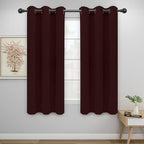 Easy-Going Blackout Curtains for Bedroom, Solid Thermal Insulated Grommet and Noise Reduction Window Drapes, Room Darkening Curtains for Living Room, 2 Panels(42x72 in, Wine)