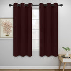Easy-Going Blackout Curtains for Bedroom, Solid Thermal Insulated Grommet and Noise Reduction Window Drapes, Room Darkening Curtains for Living Room, 2 Panels(42x63 in, Wine)