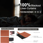 Terracotta Curtain 96 Inch Long for Living Room 2 Panel Back Tab Pleated Thick Linen Blackout Vintage Western Mid Century Thermal Black Out Window Drape for Bedroom Burnt Orange Rust Colored 96 Length