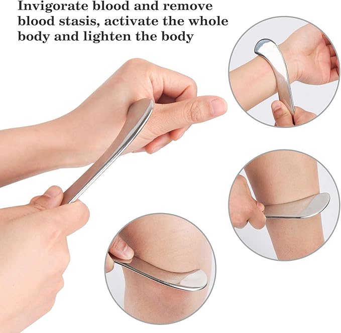 3 in 1 Guasha Massage Tool, Grade Stainless Steel Scraping Tool for Soft Tissue Upgrade Physical Therapy Stuff,Used for Back, Legs, Arms,Neck,Shoulder, Gua sha Tool… (Square+S-Shape+D-Shape)