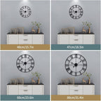 LEIKE 16" Large Wall Clocks Battery Operated, Round Modern Silent Non-Ticking Black Metal Wall Clock for Living Room Decor, Bedroom Kitchen (40cm Diameter, Black Roman Number)