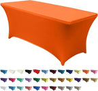 ABCCANOPY 6 FT Spandex Table Cover Stretch Fitted Wrinkle Resistant Tablecloth Reuse for Rectangular Folding Table Patry Event Wedding Banquet Protector