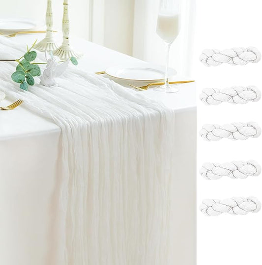 Sioloc Ivory White Cream Cheesecloth Table Runner Fall Autumn Decor for Home 10ft Table Cloth for Tea Wedding Birthday Party Baby Bridal Shower Halloween Thanksgiving