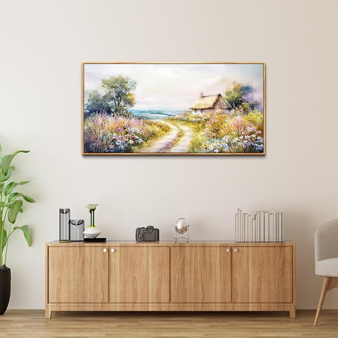 ZUITINGHUA Wood Framed Canvas Wall Art For Living Room Wall Decor For Bedroom Office Wall Decoration Country Road Landscape Paintings Farmhouse Pictures Artwork Room Aesthetic Home Decor 20x40 In