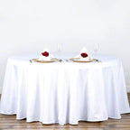 Surmente White Tablecloth for Round Tables, 108-inch Round Table Cloths for Weddings, Banquets, or Restaurants