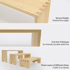 Display Wood Risers Wooden Stand 3 Tier Wood Racks Decorative Rectangular, 2 Set 6 Piece Cupcake Stands Cologne Perfume Organizer Dessert Showcase(Nature)