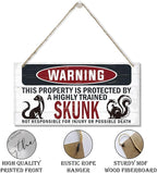 Warning Sign, Skunk Warning Wood Plaque Sign, Funny Door Signs, Decorative Wood Hanging Suspension Plaque, Farmhouse Wooden Wall Decor, Outdoor Hanging Wooden Signs