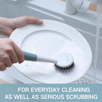 Patelai 24 Pack Kitchen Scrub Dish Brush with Long Handle Dish Scrubber with Stiff Bristles Scrub Brushes for Kitchen Dishes Washing Tools, Pots, Pans and Sink Cleaning (Celadon)